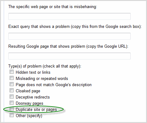 Plagiaat aanmelden bij Google (spam report)