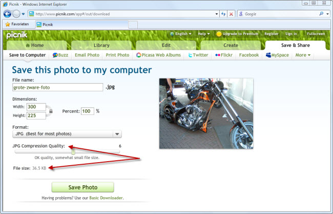 image resizer - afbeelding comprimeren
