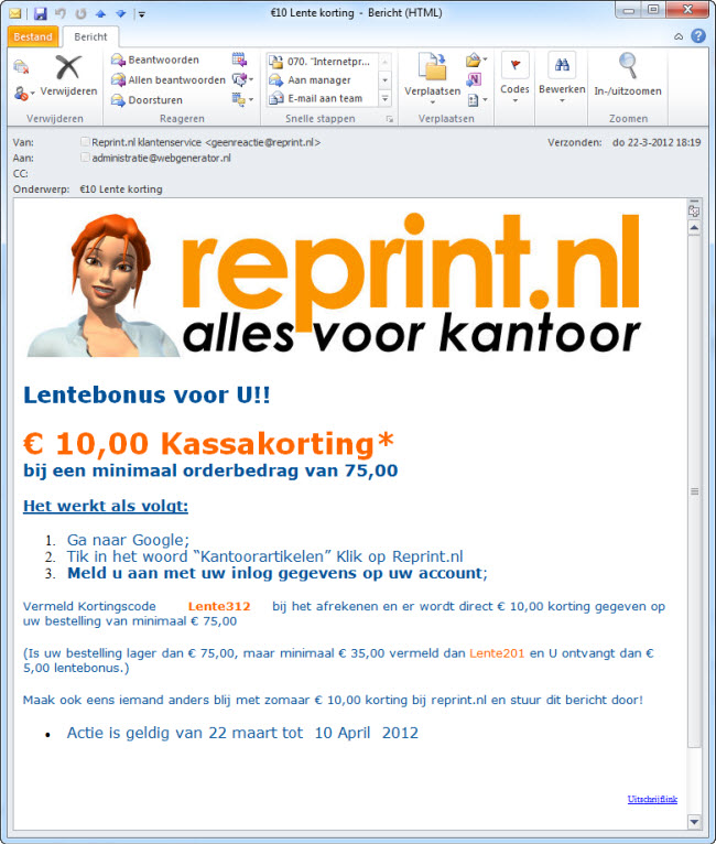 SEO via e-mail door Reprint.nl