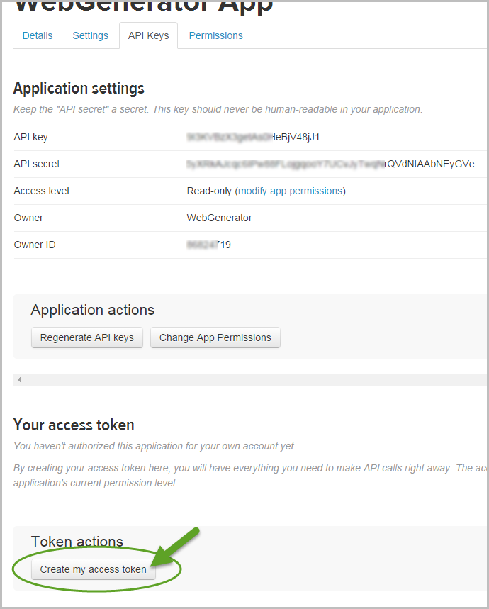 Create Twitter Access Token