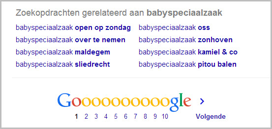 Google gerelateerde zoekopdrachten