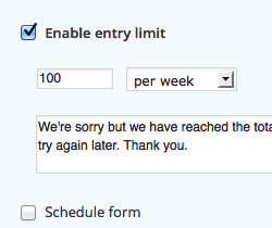 Formulier inzendingen beperken