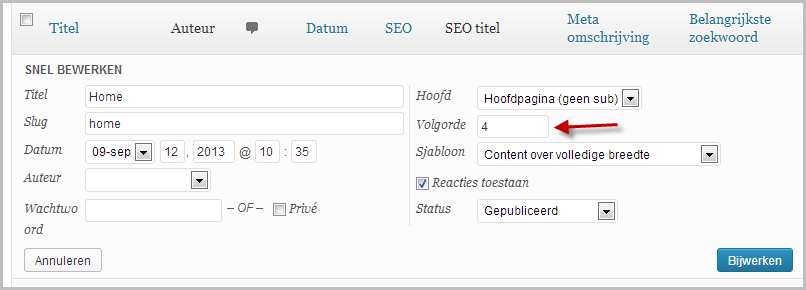 wordpress structuur