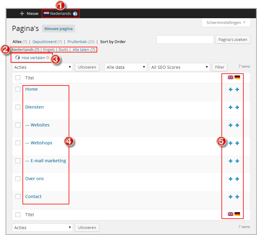 Beginsituatie meertalig opgeleverde website WPML