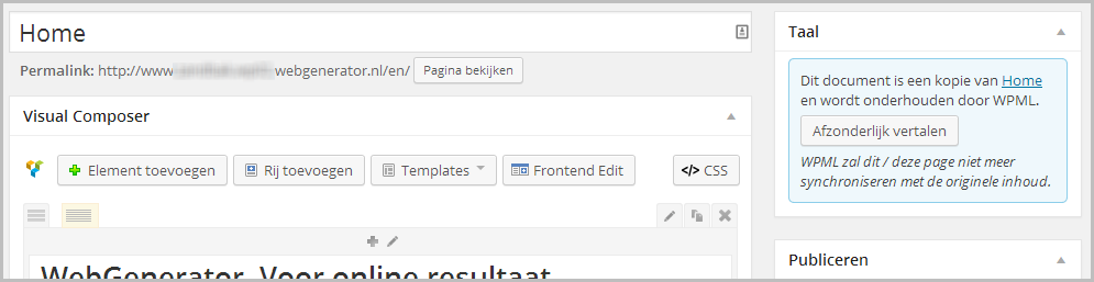 Pagina afzonderlijk vertalen WPML